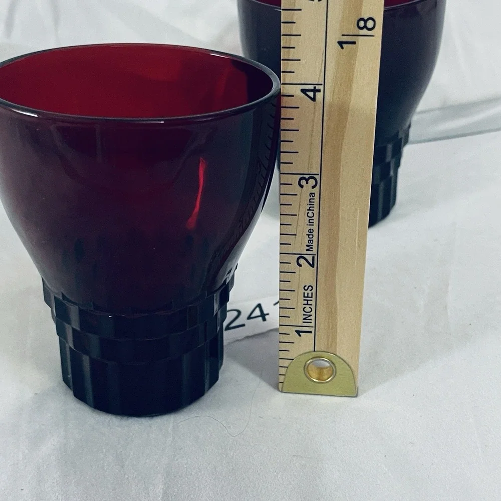 Set Of 2  Vintage Anchor Hocking Windsor Royal Ruby Red Glass 8 oz Tumblers 4
